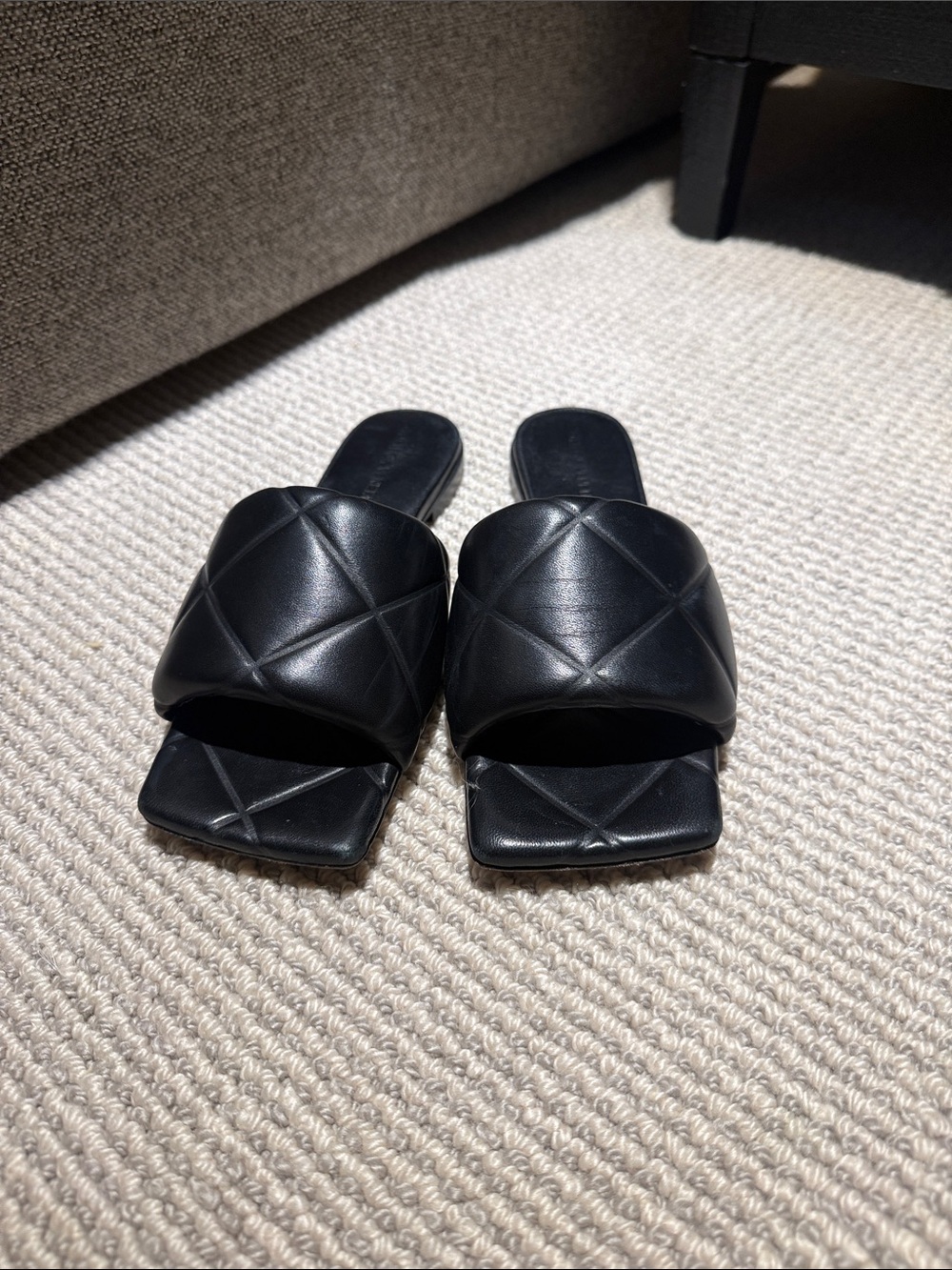 Bottega Veneta Black Padded Slide Sandals